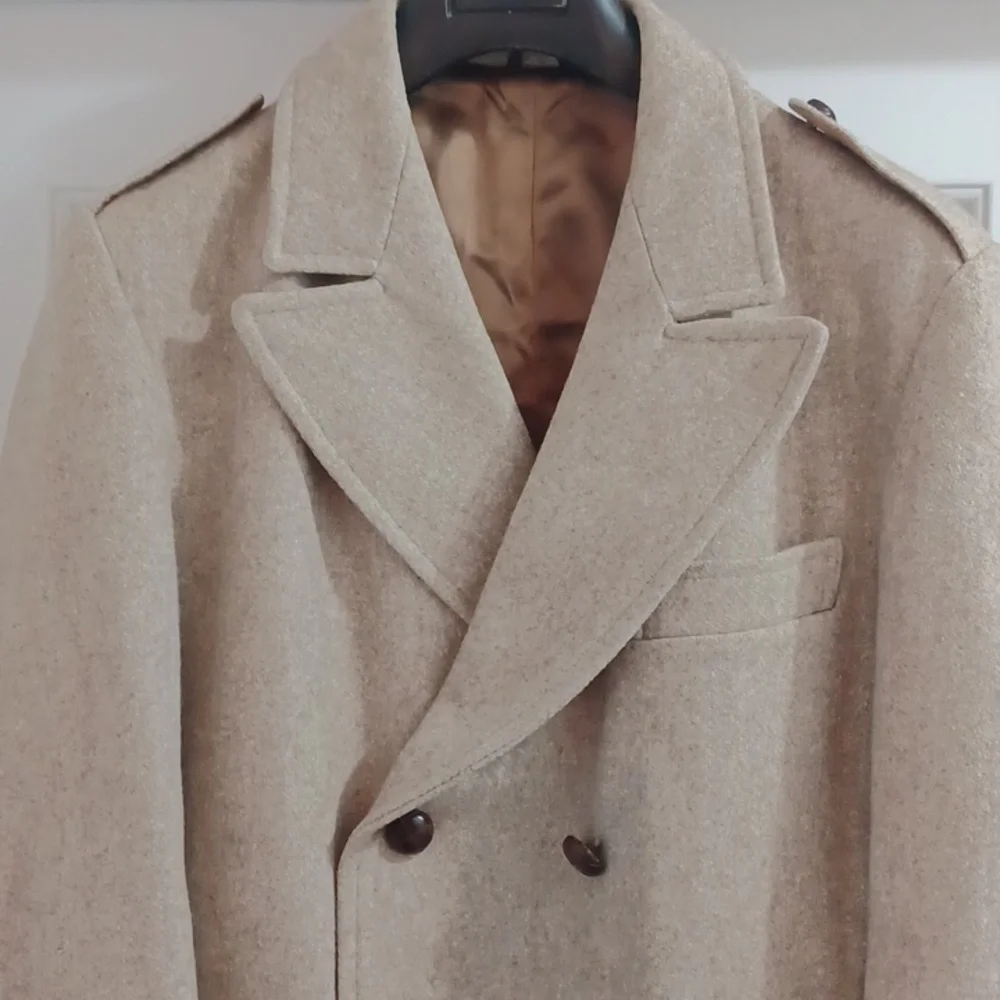 Elegant Tan Double-Breasted Trench Coat